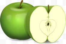 卡通切开的青苹果