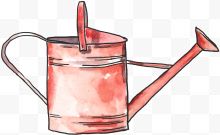 水彩粉红色水壶