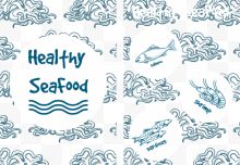 创意卡通海洋食品海报矢量...