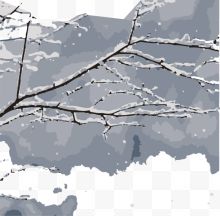 寒冷冬季树枝