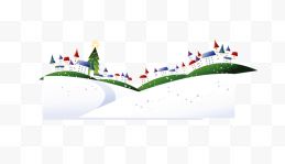 冬季圣诞节展板雪地排屋