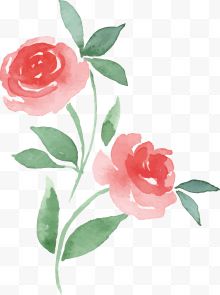 矢量手绘水粉玫瑰