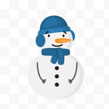 戴着蓝色帽子的雪人