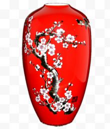 红色梅花花瓶