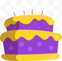 卡通紫色新年蛋糕