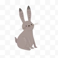 灰色可爱兔子动物手绘...