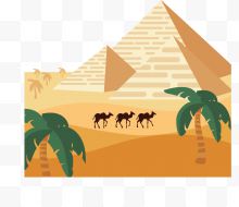 金字塔下沙漠骆驼