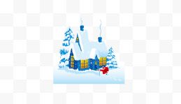 冬季圣诞节展板独立雪屋...