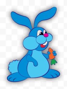 手拿胡萝卜的蓝色兔子...