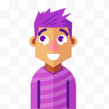 卡通紫色的男孩人物设计...