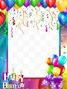生日快乐彩色气球海报边框