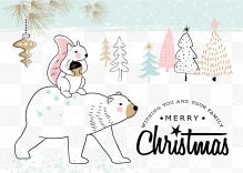 矢量圣诞动物手绘背景图...