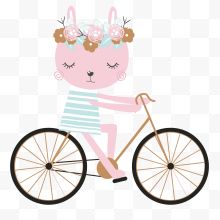 骑自行车的卡通小猫
