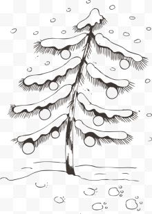 冬日黑色积雪圣诞树