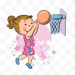 手绘女孩打篮球