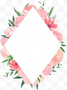 手绘漂亮粉色花卉花框