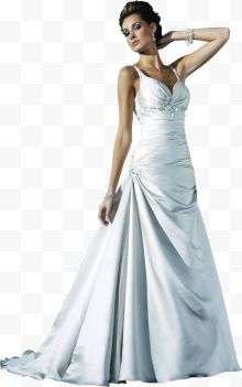 白色长裙晚礼服模特