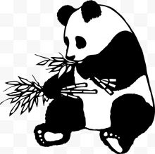 水彩吃竹子大熊猫