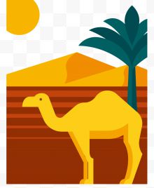 骆驼沙漠矢量风景摩洛哥