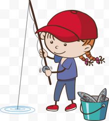 一个正在钓鱼的女孩