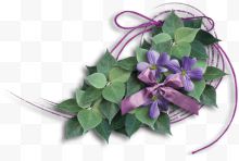 紫色蝴蝶结叶子装饰品