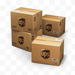 一堆UPS快递包装箱