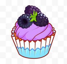 手绘美味紫色水果蛋糕...