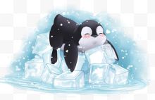 趴在冰上的企鹅