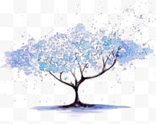 蓝色清新树木装饰图案