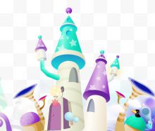 可爱卡通六一儿童节城堡