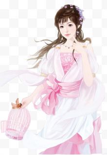 粉红衣服美女装饰彩绘立绘