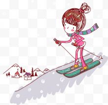 滑雪装饰漫画