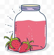 卡通手绘草莓汁