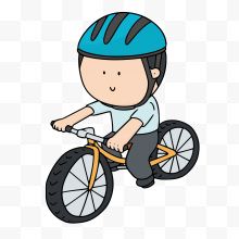 骑自行车的卡通男孩...