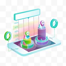 彩色卡通数据分析矢量图
