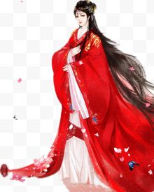 红色长袍古装美女