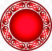 红色圆形中式花纹