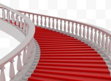 白色楼梯红色地毯