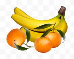 新鲜美味的香蕉橘子...