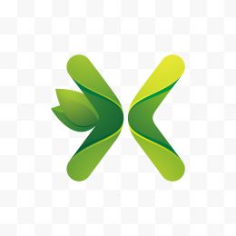 绿色环保叶子字母字体X