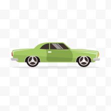 一辆绿色小汽车