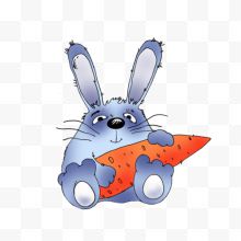 可爱蓝兔抱胡萝卜