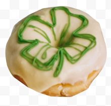 绿色四叶草图案装饰甜甜圈