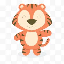 卡通橙色的老虎动物设计...