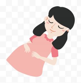 孕妇卡通人物水彩插画...