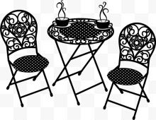 黑色花纹桌椅背景矢量