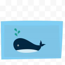 蓝色扁平化海洋卡通手绘冒泡的鲸