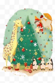 圣诞树和长颈鹿