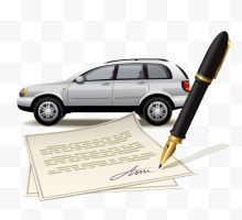 卡通手绘SUV车与钢笔