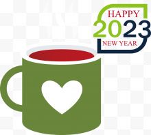 2023新年快乐绿色杯子